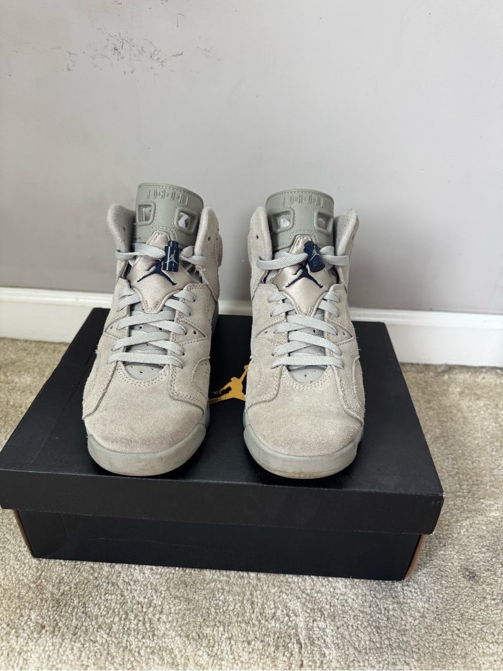Jordan Kids Suede High-Top Sneakers in Light Gray